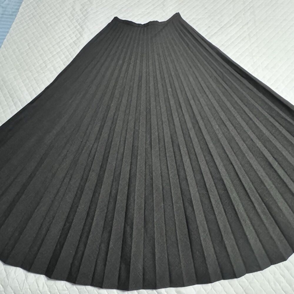 Full Flowy Pin Up Maxi Pleated Skirt Preppy Sz XS /S Charcoal Grey Vtg Drama